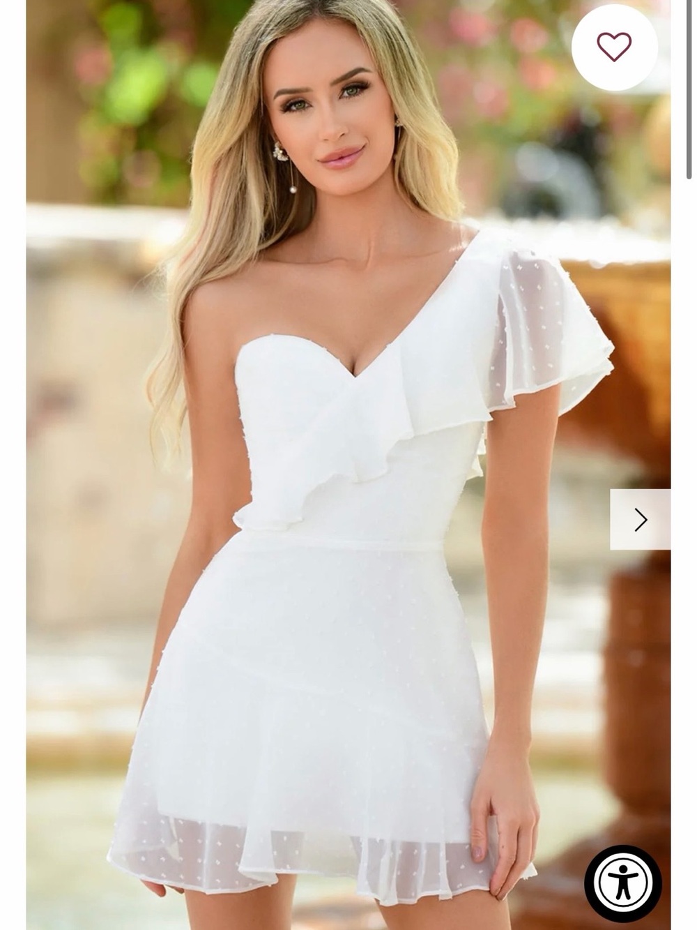 Elegant One-Shoulder White Ruffle Mini Dress